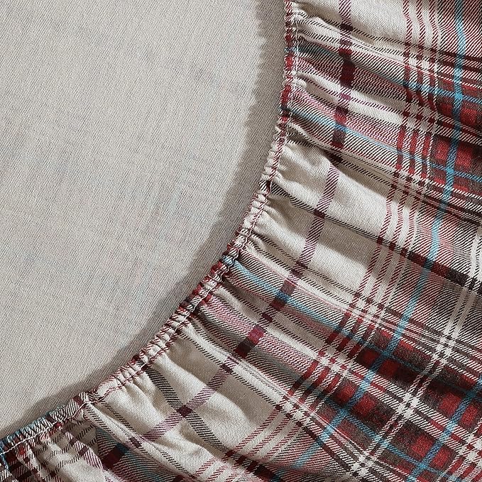 Eddie Bauer - Flannel Sheets Full Size, Anti-Pilling & Wrinkle Resistant Cotton, Touchably Soft for All-Season Comfort - Bed Sheets with Matching Pillowcases & Fitted Sheet (Montlake Plaid Red)