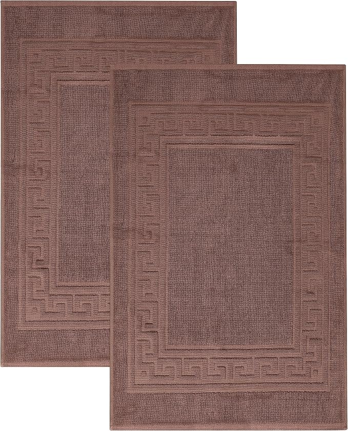 Superior Heavyweight Cotton Bath Mats, Bath Rugs For Bathroom Accessories, Washable Rug For Shower, Bath, Toilet, Modern Decor, No Backing, Luxury Hotel And Spa Quality, Set of 2, 22" x 35", Mocha