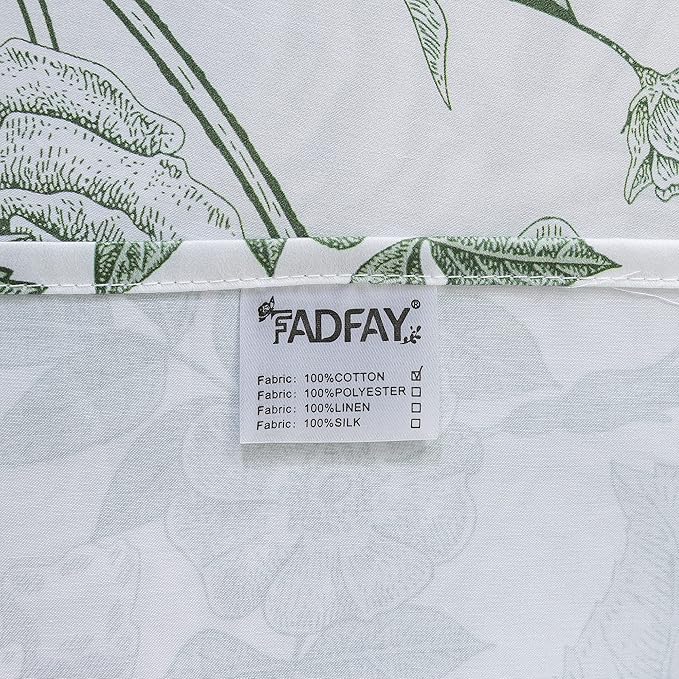 FADFAY Sheets Set Queen Vintage White and Green Floral Bedding Elegant Peony Sheets Set Shabby Rose Farmhouse Bedding 100% Egyptian Cotton 800 Thread Count Deep Pocket Fitted Sheet 4Pcs, Queen Size