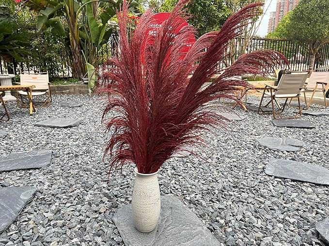 Pampas Grass Decor Tall,Long Pampas, Large Pompas Floral, Elegant Feather Flowers for Wedding Decorations, Living Room Decor (Natural Red, 8pcs 31.5"(80cm))