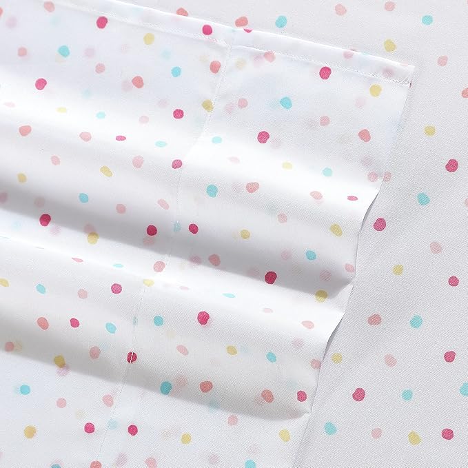Laura Ashley Kids - Full Sheets, Soft Wrinkle-Resistant Toddler Bedding Set, Fun & Whimsical Bedroom Decor, Ideal Girl Room Essentials (Confetti Pink, Full)