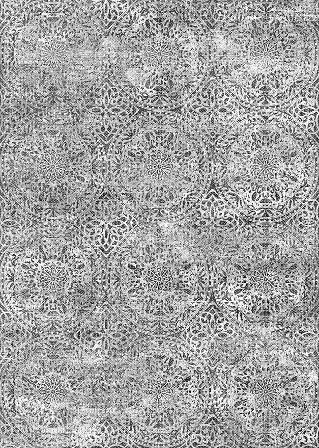 vivorug Round Rug 6ft Vintage-Inspired Round Area Rug Non-Slip Indoor Carpet for Living Room Bedroom Entryway, Stain Resistant Home Decor Circle Rug, Grey Medallion