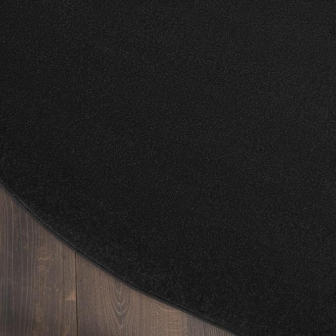 Nourison Home Nourison Essentials Black 4' x Round Area Rug - Easy Clean, Non Shedding, Bed Room, Living Room, Dining Room, Kitchen (4' x Round)