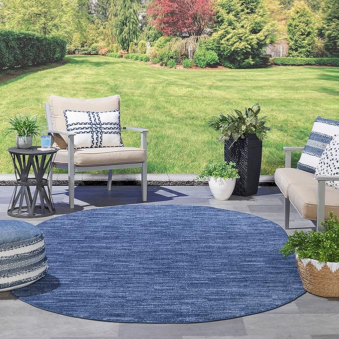 Nourison Home Nourison Essentials Navy Blue 6' x 9' Oval Area Rug - Easy Clean, Non Shedding, Bed Room, Living Room, Dining Room, Kitchen (6' x 9' Oval)