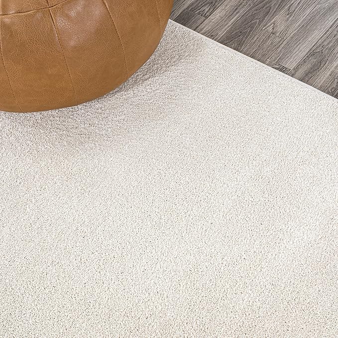 JONATHAN Y Haze Solid Low-Pile Cream Runner Rug 2x12, Coastal,Bohemian,Minimalist,Classic, Easy-Cleaning for Living Room,Bedroom,Kitchen,Pet Friendly,Non-Shedding (SEU100T-212)