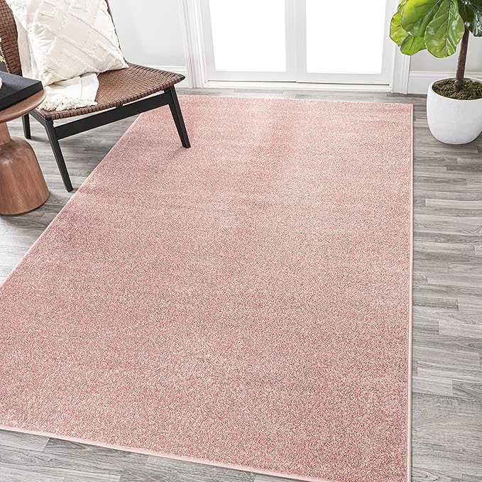 JONATHAN Y Haze Solid Low-Pile Pink Indoor Area Rug 12x15, Coastal,Bohemian,Minimalist,Classic, Easy-Cleaning for Living Room,Bedroom,Kitchen,Pet Friendly,Non-Shedding (SEU100P-15)