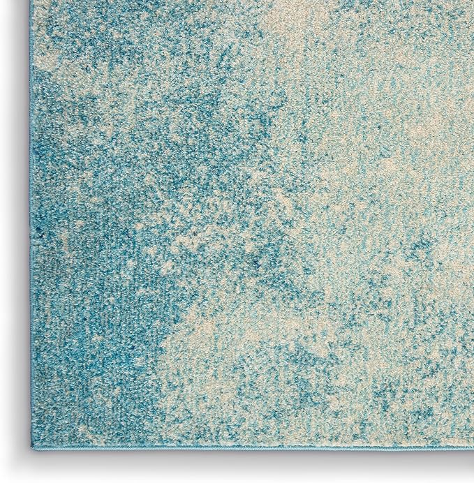 Nourison Home Passion Navy/Light Blue 2'2'' x 10' Area-Rug, Modern, Abstract, Easy-Cleaning, Non Shedding, Bed Room, Living Room, Dining Room, Kitchen, (10' Runner)