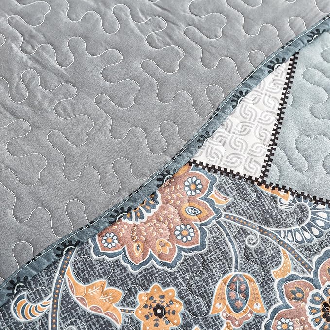 HoneiLife King Quilt Bedding Sets - 3 Piece Microfiber Quilt Set Rustic Bedspread Set Patchwork Coverlet Set for King Bed