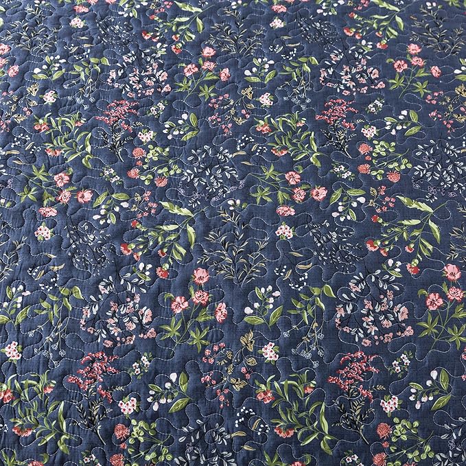 HoneiLife Queen Quilt Bedding Set - Floral Quilt Sets for Queen Bed, 3-Piece Wildflower Bedspreads,Botanical Coverlets Bed Cover, Microfiber Bedding Set All Season Quilts-Flower Sea