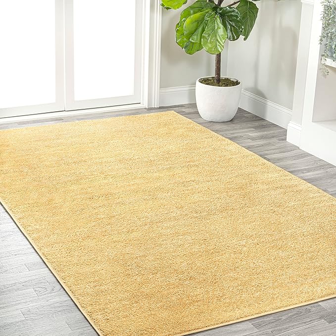 JONATHAN Y Haze Solid Low-Pile Mustard Indoor Area Rug 4x6, Coastal,Bohemian,Minimalist,Classic, Easy-Cleaning for Living Room,Bedroom,Kitchen,Pet Friendly,Non-Shedding (SEU100B-4)