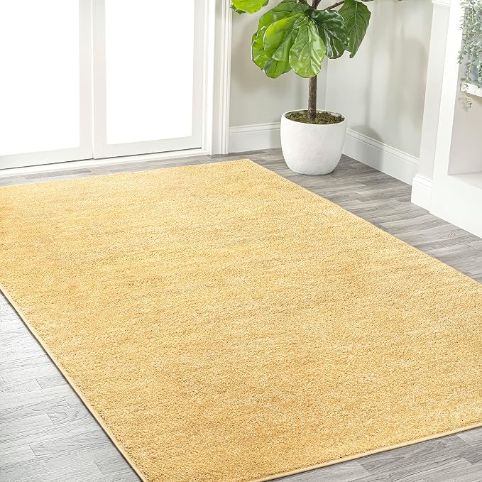 JONATHAN Y Haze Solid Low-Pile Mustard Indoor Area Rug 9x12, Coastal,Bohemian,Minimalist,Classic, Easy-Cleaning for Living Room,Bedroom,Kitchen,Pet Friendly,Non-Shedding (SEU100B-9)