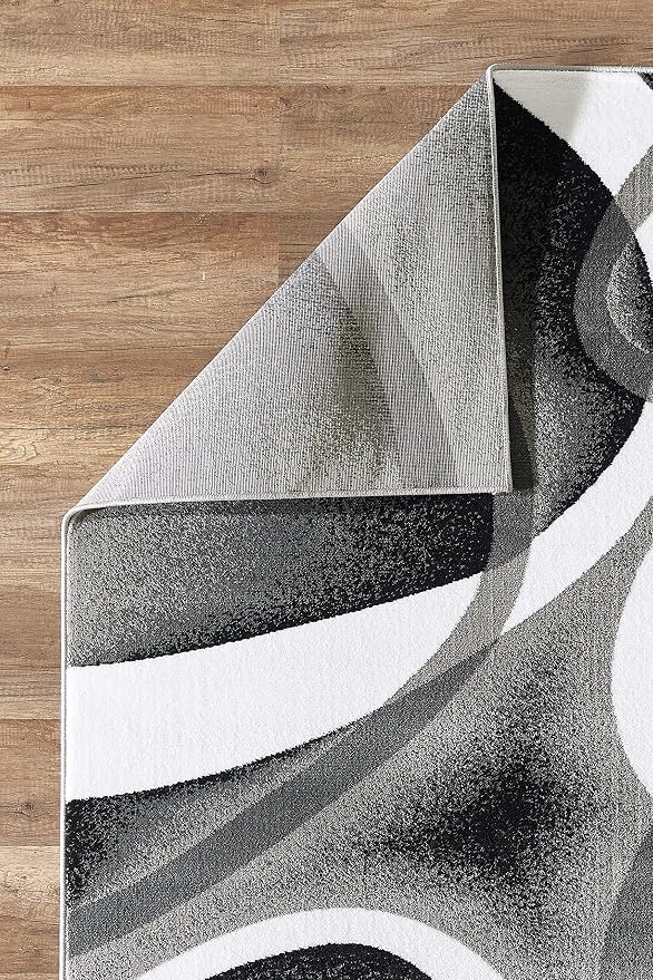 GLORY RUGS Modern Area Rug 4x6 Grey Swirls Carpet Bedroom Living Room Contemporary Dining Accent Sevilla Collection 4816A (Grey)