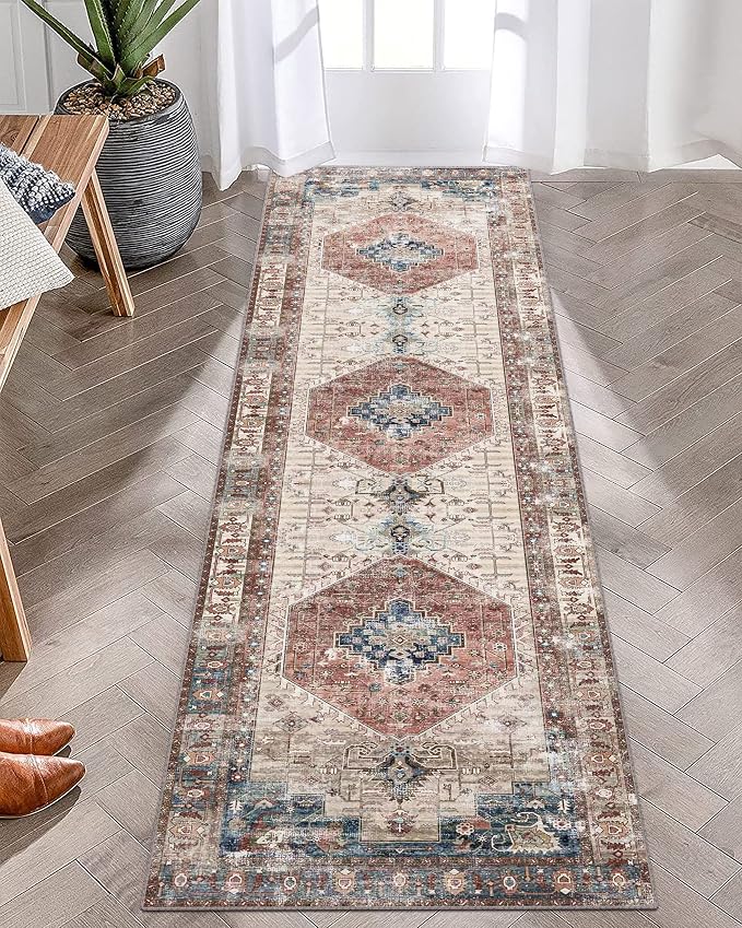 vivorug Runner Rug 2'x8' Vintage Washable Non-Slip Runners for Hallways Kitchen Entryway Laundry Room Carpet Hallway Runner Brown