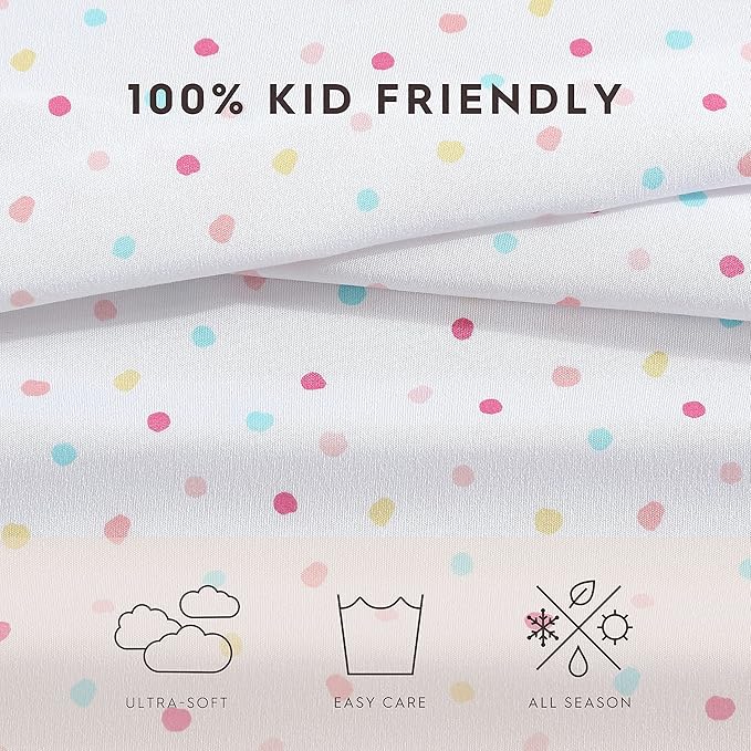 Laura Ashley Kids - Full Sheets, Soft Wrinkle-Resistant Toddler Bedding Set, Fun & Whimsical Bedroom Decor, Ideal Girl Room Essentials (Confetti Pink, Full)