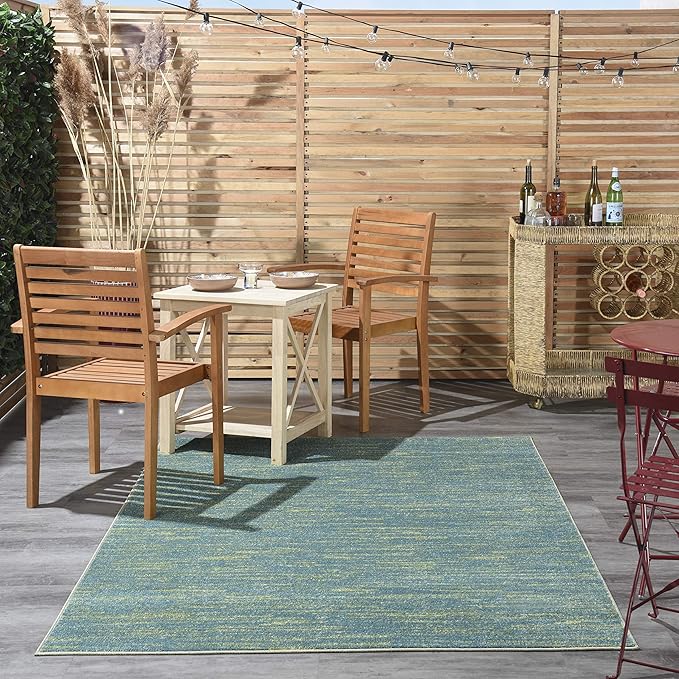 Nourison Home Nourison Essentials Blue Green 4' x 6' Area Rug - Easy Clean, Non Shedding, Bed Room, Living Room, Dining Room, Kitchen (4' x 6')