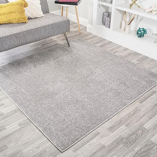 JONATHAN Y Haze Solid Low-Pile Light Gray 5x5 Square Indoor Area Rug, Coastal,Bohemian,Minimalist,Classic, Easy-Cleaning for Living Room,Bedroom,Kitchen,Pet Friendly,Non-Shedding (SEU100K-5SQ)