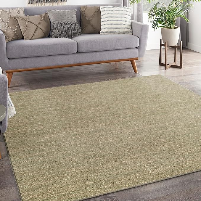 Nourison Home Nourison Essentials Green Gold 7' x Square Area Rug - Easy Clean, Non Shedding, Bed Room, Living Room, Dining Room, Kitchen (7' x Square)