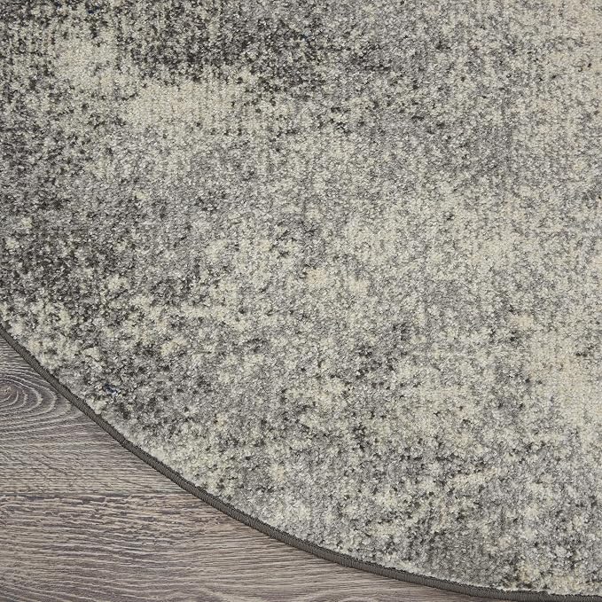 Nourison Home Passion 8' x Round Charcoal Ivory Fabric Modern Area Rug (8' Round)