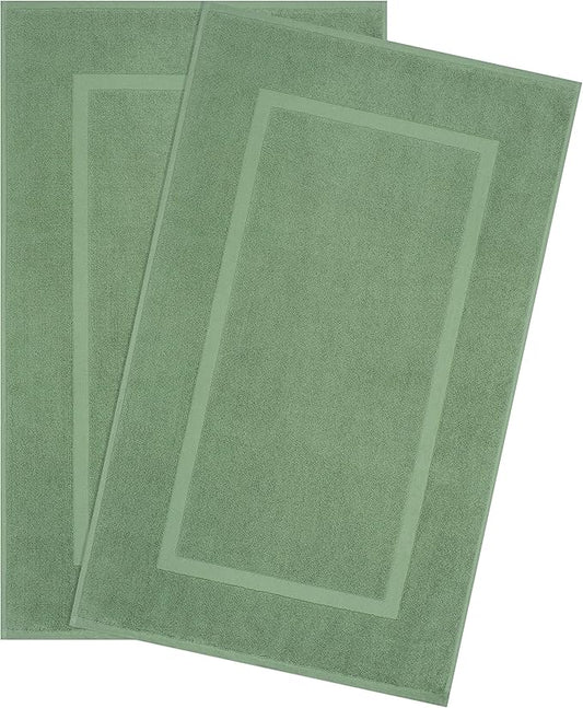 Cotton Paradise 100% Cotton Turkish Bathmat Set, Soft Absorbent Quick Dry, 2 Piece 20x34 Bathmat Floor Set, Sage Green