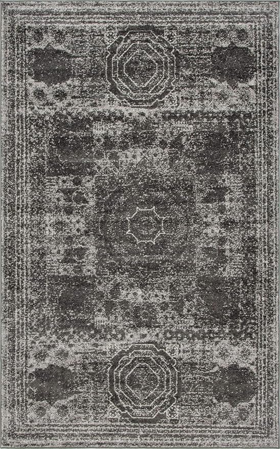 Unique Loom Bromley Collection Area Rug - Wells (5' 1" x 8' Rectangle, Dark Gray/ Gray)