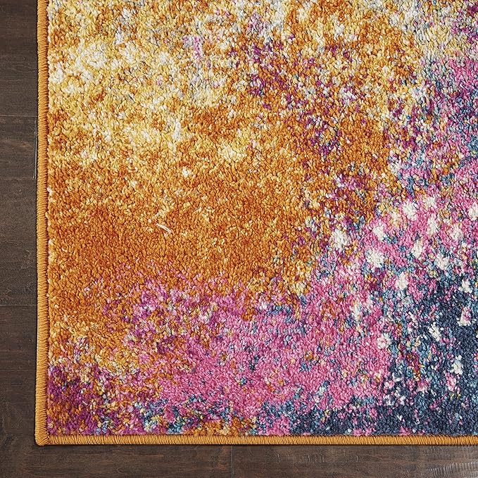 Nourison Home Passion Abstract Sunburst 7'10'' x Square Area-Rug, Easy-Cleaning, Non Shedding, Bed Room, Living Room, Dining Room, Kitchen (8 Square)