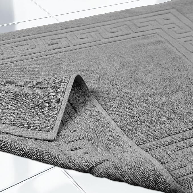 Superior Heavyweight Cotton Bath Mats, Bath Rugs For Bathroom Accessories, Washable Rug For Shower, Bath, Toilet, Modern Decor, No Backing, Luxury Hotel And Spa Quality, Set of 2, 22" x 35", Silver