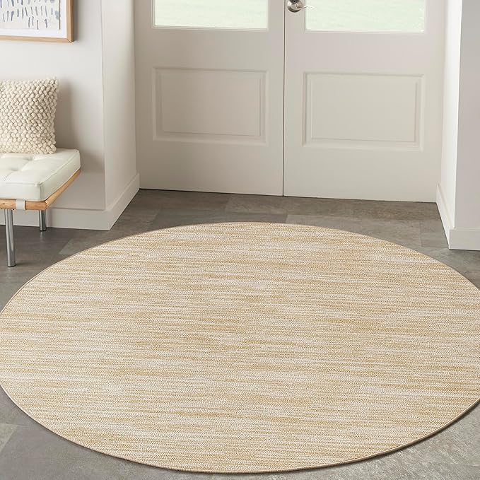 Nourison Home Nourison Essentials Ivory Gold 4' x Round Area Rug - Easy Clean, Non Shedding, Bed Room, Living Room, Dining Room, Kitchen (4' x Round)