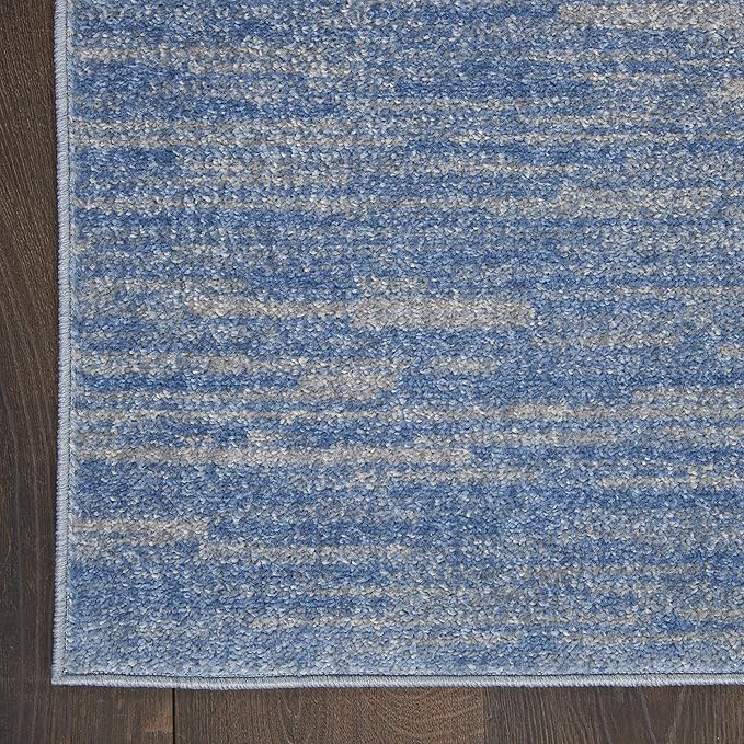 Nourison Home Nourison Essentials Blue Grey 2' x 6' Area Rug - Easy Clean, Non Shedding, Bed Room, Living Room, Dining Room, Kitchen (6' Runner)