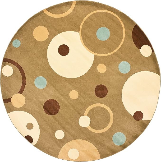 SAFAVIEH Porcello Collection 7' Round Green/Multi PRL6851 Mid-Century Modern Abstract Non-Shedding Dining Room Entryway Foyer Living Room Bedroom Area Rug