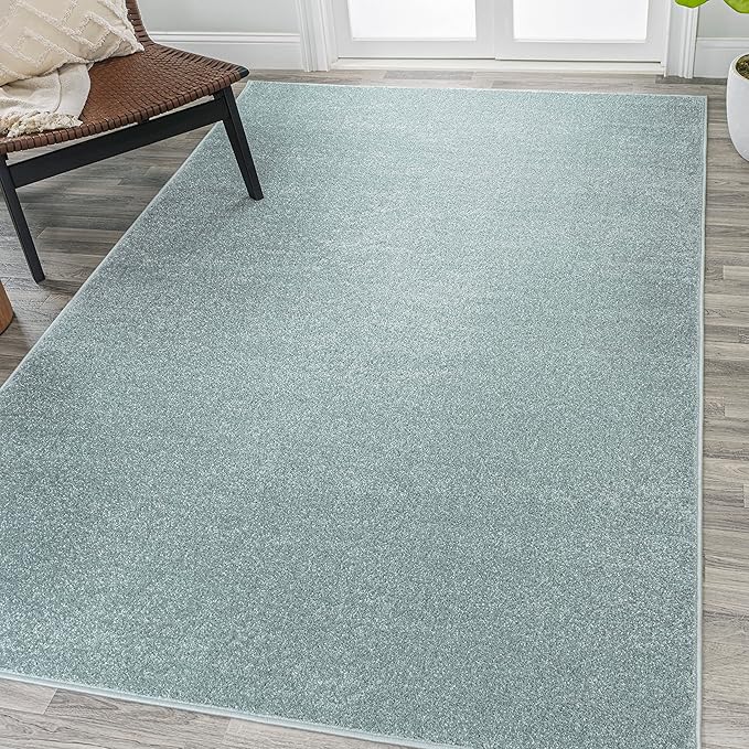 JONATHAN Y Haze Solid Low-Pile Aqua Blue Indoor Area Rug 6x9, Coastal,Bohemian,Minimalist,Classic, Easy-Cleaning for Living Room,Bedroom,Kitchen,Pet Friendly,Non-Shedding (SEU100S-6)