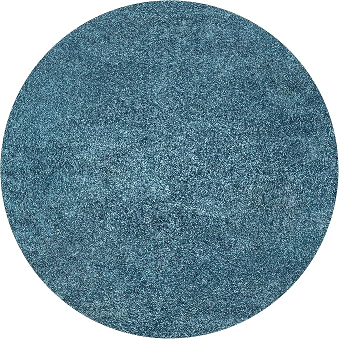 JONATHAN Y Haze Solid Low-Pile Turquoise 8' Round Indoor Area Rug, Coastal,Bohemian,Minimalist,Classic, Easy-Cleaning for Living Room,Bedroom,Kitchen,Pet Friendly,Non-Shedding (SEU100H-8R)