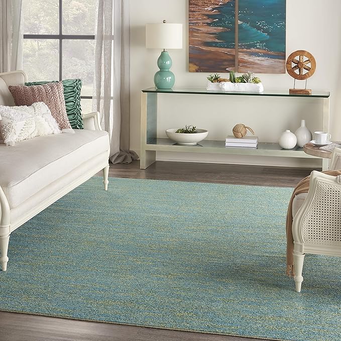 Nourison Home Nourison Essentials Blue Green 9' x 12' Area Rug - Easy Clean, Non Shedding, Bed Room, Living Room, Dining Room, Kitchen (9' x 12')