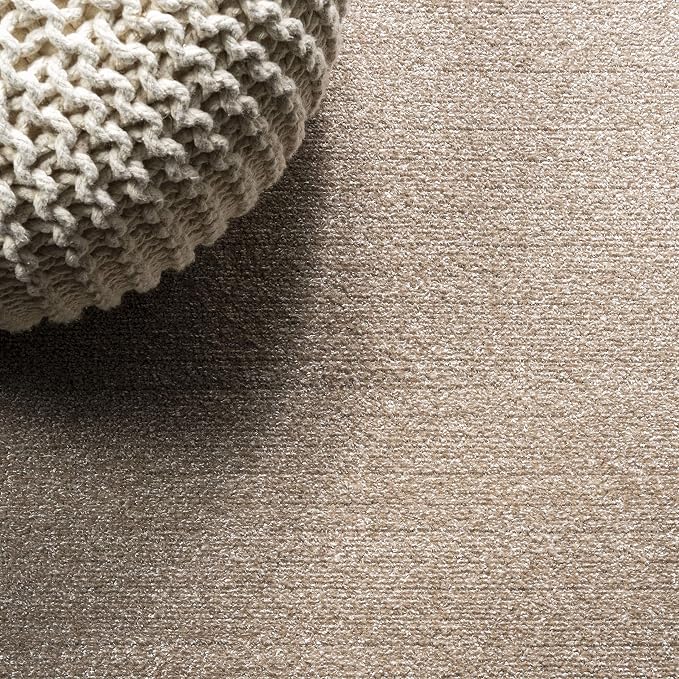 JONATHAN Y Haze Solid Low-Pile Beige 4x6 Oval Indoor Area Rug, Coastal,Bohemian,Minimalist,Classic, Easy-Cleaning for Living Room,Bedroom,Kitchen,Pet Friendly,Non-Shedding (SEU100G-4OV)