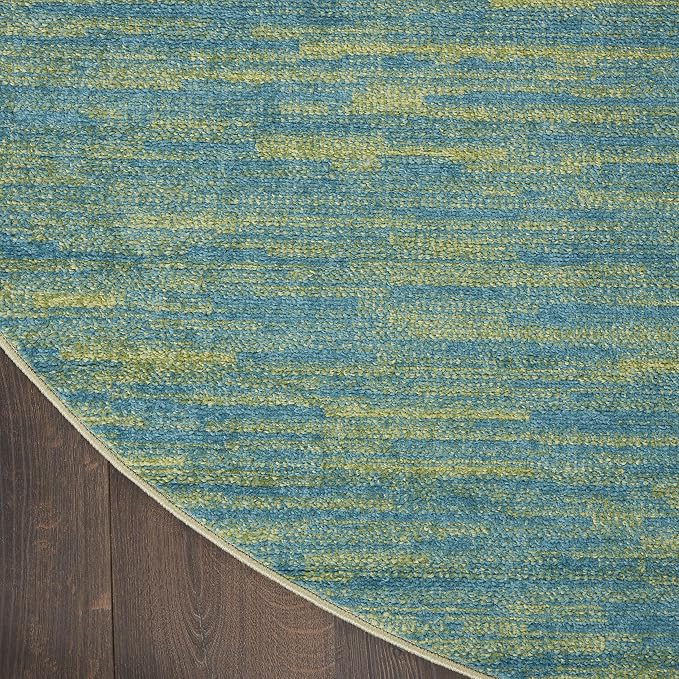 Nourison Home Nourison Essentials Blue Green 6' x Round Area Rug - Easy Clean, Non Shedding, Bed Room, Living Room, Dining Room, Kitchen (6' x Round)