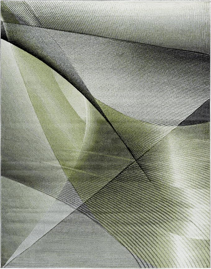 SAFAVIEH Hollywood Collection Area Rug - 10'6" x 14', Grey & Green, Mid-Century Modern Design, Non-Shedding & Easy Care, Ideal for High Traffic Areas in Living Room, Bedroom (HLW715Y)