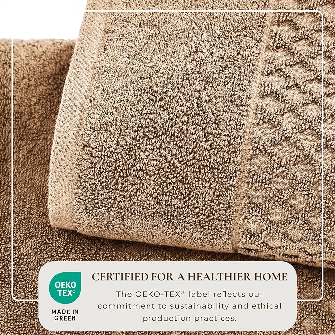 Great Bay Home Brown Washcloths - 100% Cotton 6 Pack 13x13 Washcloth Set - Absorbent, Durable, Quick-Dry Face Towels for Bathroom (Mocha)