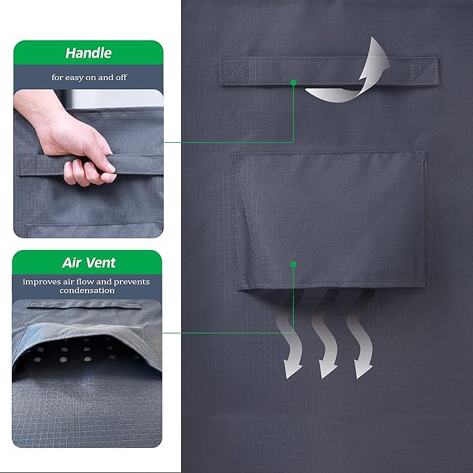 F&J Outdoors Heavy Duty Waterproof Anti-UV Rip-stop Fabric Large Patio Furniture Covers, Grey, 126"x83"x27.5"