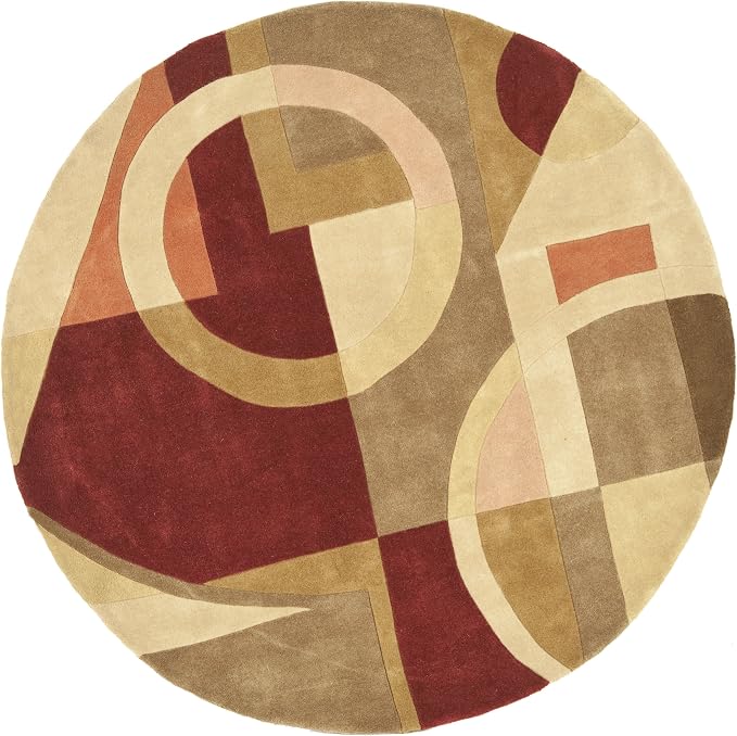 SAFAVIEH Rodeo Drive Collection 5'9" Round Beige / Multi RD845A Handmade Mid-Century Modern Abstract Wool Area Rug
