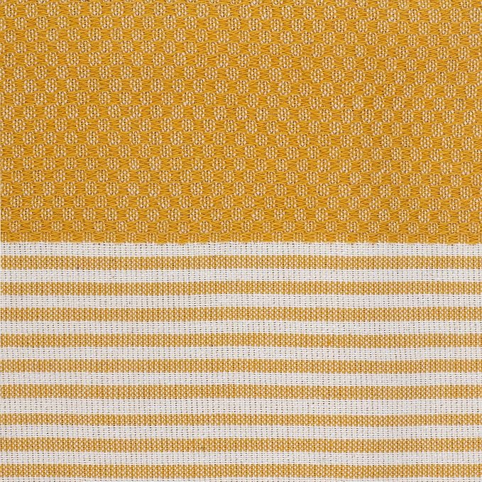 Boho Striped Turkish Hand Towels Set of 2 | 100% Cotton, 16 x 40 Inches | Decorative Bathroom Hair Face Gym Yoga Dishcloth Tea Kitchen Light Weight Quick Dry Farmhouse Towel (Mustard)