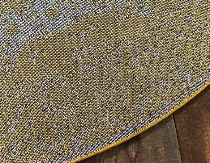 Unique Loom Bromley Collection Area Rug - Wells (8' Round, Yellow/ Ivory)