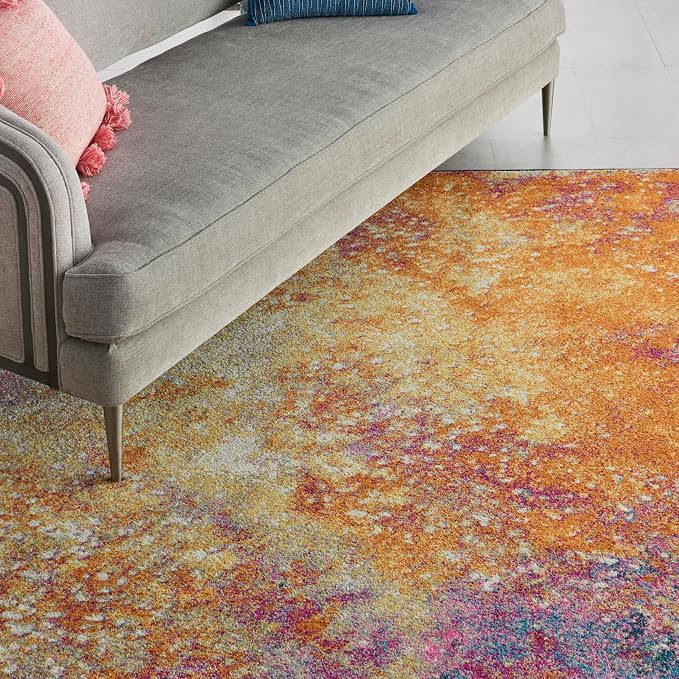 Nourison Home Passion Sunburst 6' x 9' Area Rug - Easy Clean, Non Shedding, Bed Room, Living Room, Dining Room, Kitchen (6' x 9')