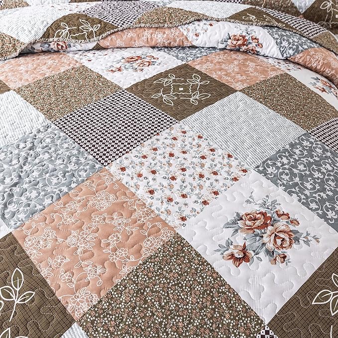 HoneiLife Oversized King Bedspreads 120x120-3 Pcs California King Quilt, Extra Large Quilt Sets All Season Use,Rustic Bedding Sets King Size,Reversible Coverlet Lightweight Microfiber Bed Quilts