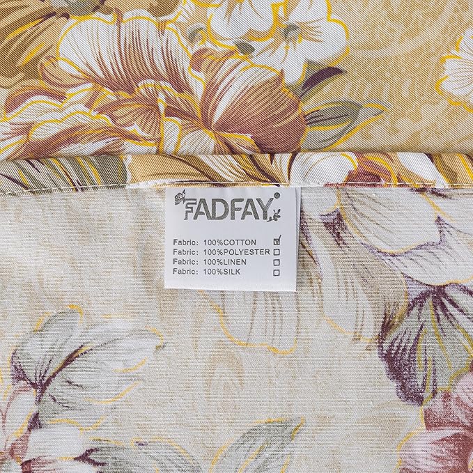 FADFAY College Duvet Cover Set Twin XL Vintage Tan Peony Floral Bedding Classic Shabby Dorm Room Comforter Cover Set 100% Cotton Soft Quilt Cover with Hidden Zipper Closure 3 Pieces, Twin XL Size