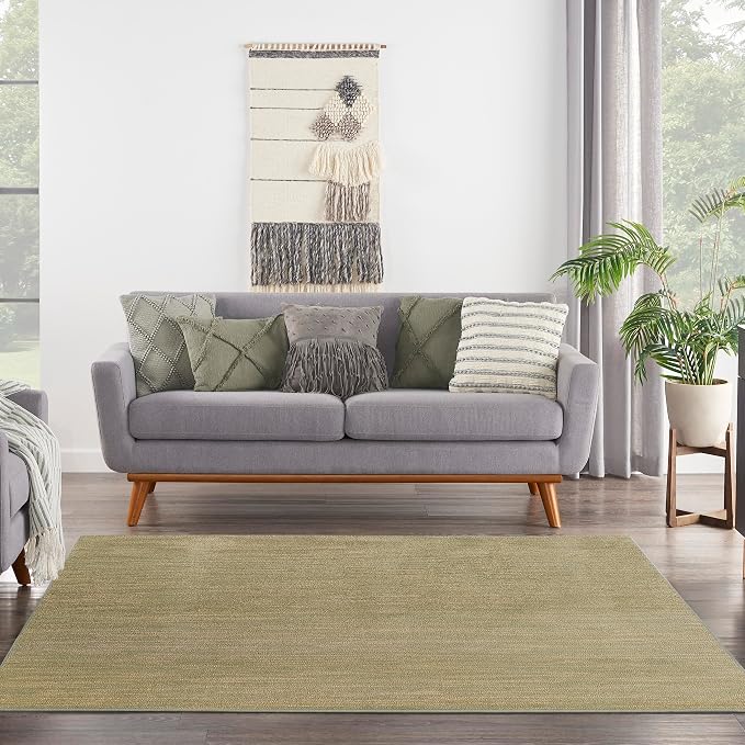 Nourison Home Nourison Essentials Green Gold 7' x Square Area Rug - Easy Clean, Non Shedding, Bed Room, Living Room, Dining Room, Kitchen (7' x Square)