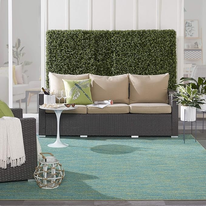 Nourison Home Nourison Essentials Blue Green 9' x 12' Area Rug - Easy Clean, Non Shedding, Bed Room, Living Room, Dining Room, Kitchen (9' x 12')