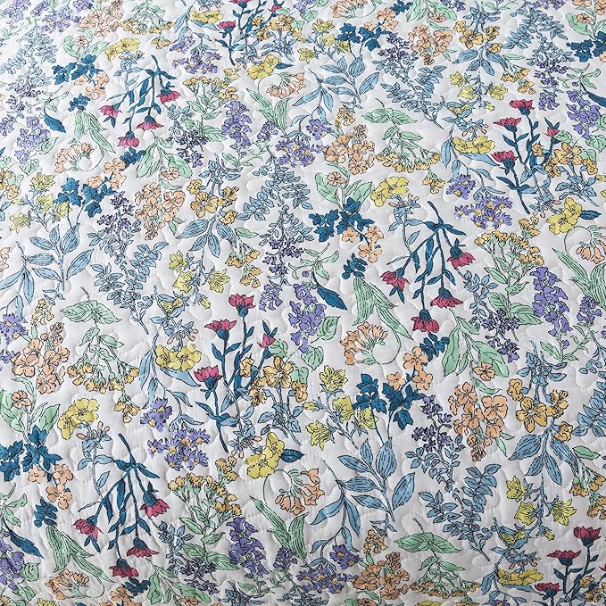 HoneiLife King Quilt Bedding Set - Floral Quilt Sets 3-Piece, Wildflower Bedspreads for King Bed, Microfiber Coverlets Botanical Bed Cover All Season Quilts-Variety