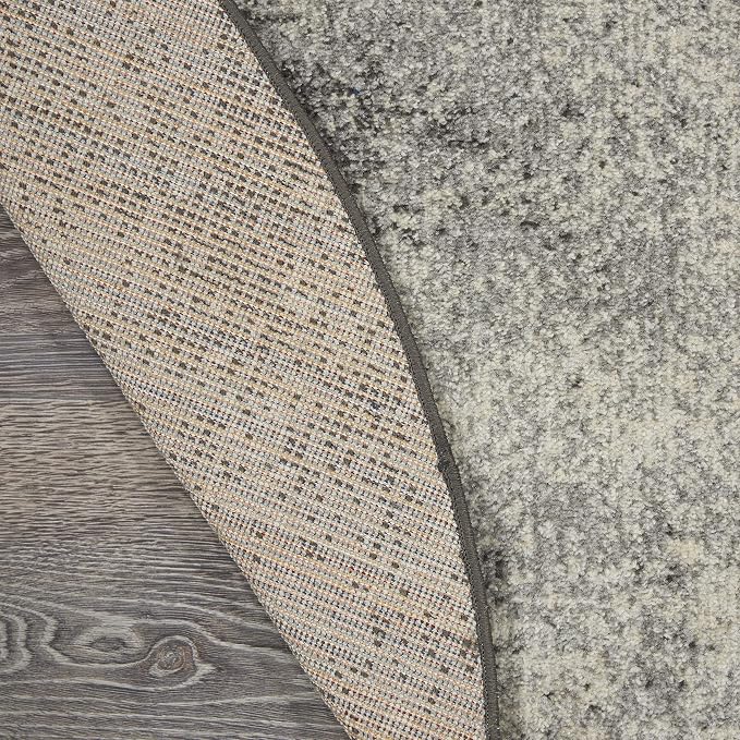 Nourison Home Passion Charcoal/Ivory 5'3'' x Round Area-Rug, Modern, Abstract, Easy-Cleaning, Non Shedding, Bed Room, Living Room, Dining Room, Kitchen, (5' Round)