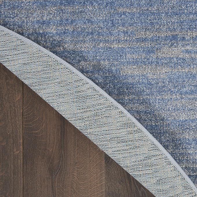 Nourison Home Nourison Essentials Blue Grey 4' x Round Area Rug - Easy Clean, Non Shedding, Bed Room, Living Room, Dining Room, Kitchen (4' x Round)