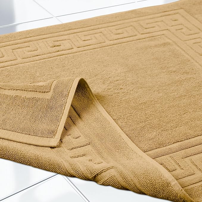 Superior Hotel & Spa Quality Bath Mat Set of 2, Made of Long-Staple Combed Cotton, Durable and Washable Bathroom Mat 2-Pack - Toast, 22" x 35" each