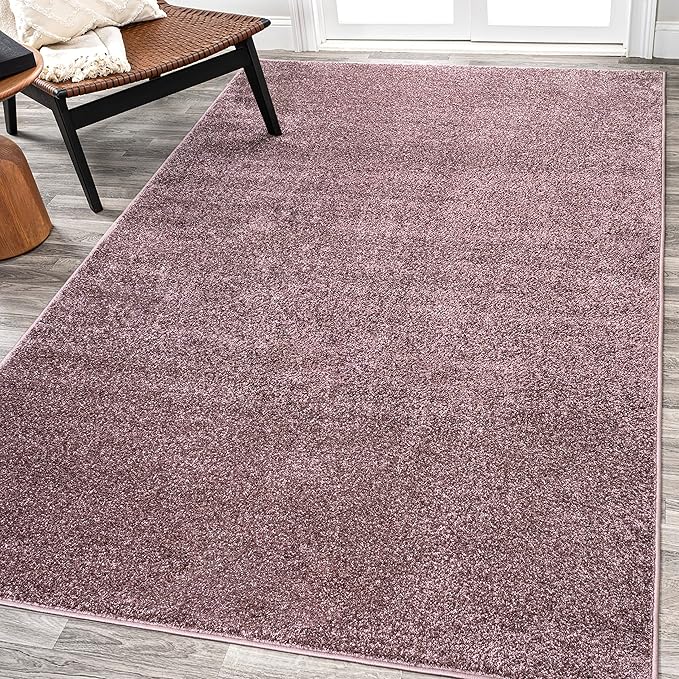 JONATHAN Y Haze Solid Low-Pile Light Purple Indoor Area Rug 6x9, Coastal,Bohemian,Minimalist,Classic, Easy-Cleaning for Living Room,Bedroom,Kitchen,Pet Friendly,Non-Shedding (SEU100R-6)